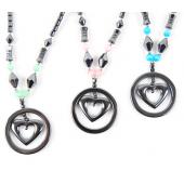 Colored Opal Beads Hematite Heart Pendant Beads Stone Chain Choker Fashion Women Necklace